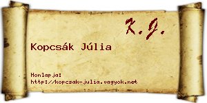Kopcsák Júlia névjegykártya